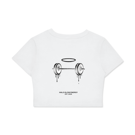 Halo Glow Energy Fitted Crop Cotton T-Shirt